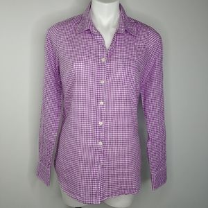 J. Crew The Perfect Shirt purple and white gingham